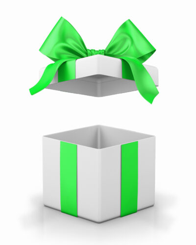 Geschenkpaket öffnet sich